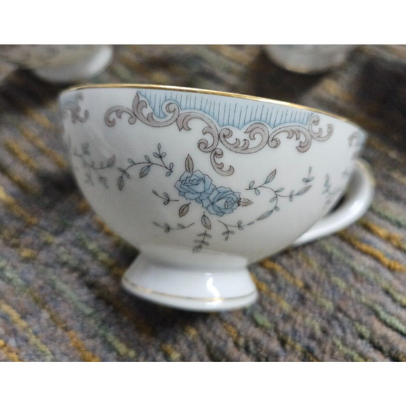 Vintage Imperial China W. Dalton Seville Cups (Set of 4) Blue Rose - Picture 3 of 5